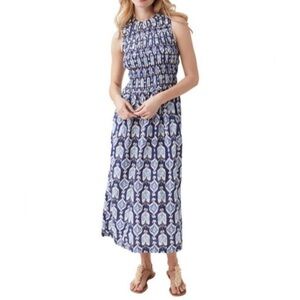 J. McLaughlin Ciri Dress Midi Blue Ikat Size XS